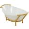 CosmoLiving by Cosmopolitan 25" White Glass Kitchen Serving Bowl with Gold Metal Stand